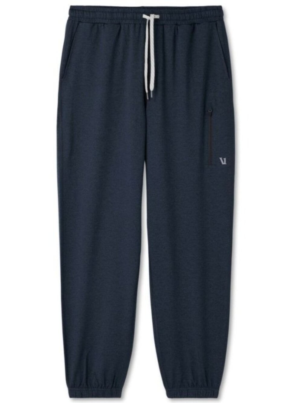 Vuori Mens Sunday Performance Sweatpants Ink Heather Elastic Waistband Zippered